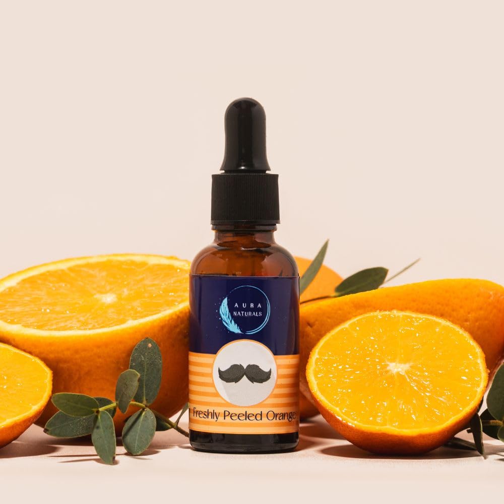 Aura Naturals Beard Oil for Men - Pack of 3 Scented Beard Oils Set with Cedarwood, Orange, and Almond & Coconut (30ml each) – For Care, Thickness, & Growth with Natural Softener Properties