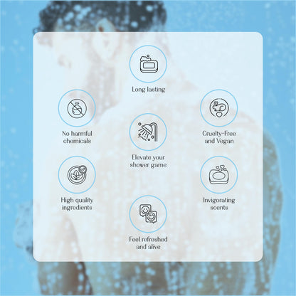 Aura Naturals Mens Soap Bar Pack of 4 - Sandalwood, Lemon, Activated Carbon & Chamomile Scented Men Soap Bar - 150g Exfoliating Soap for Men, Natural Body Soap Gift Set