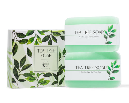 Aura Naturals Tea Tree Soap Bar - Set of 2, Natural Soap Bar for Face & Body Wash, Tea Tree Oil Soap with Anti Fungal Properties for Body Itching Acne Athlete's Foot Folliculitis