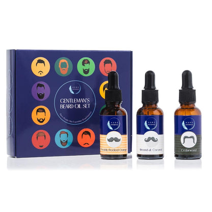 Aura Naturals Beard Oil for Men - Pack of 3 Scented Beard Oils Set with Cedarwood, Orange, and Almond & Coconut (30ml each) – For Care, Thickness, & Growth with Natural Softener Properties