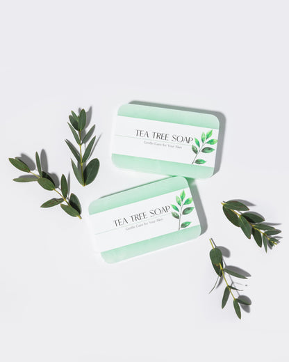 Aura Naturals Tea Tree Soap Bar - Set of 2, Natural Soap Bar for Face & Body Wash, Tea Tree Oil Soap with Anti Fungal Properties for Body Itching Acne Athlete's Foot Folliculitis