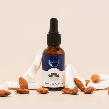 Aura Naturals Beard Oil for Men - Pack of 3 Scented Beard Oils Set with Cedarwood, Orange, and Almond & Coconut (30ml each) – For Care, Thickness, & Growth with Natural Softener Properties